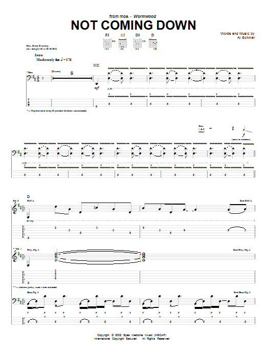 moe. Not Coming Down sheet music notes and chords arranged for Guitar Tab