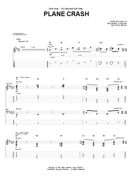 moe. Plane Crash sheet music notes and chords arranged for Guitar Tab