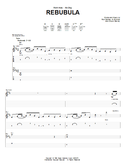 moe. Rebubula sheet music notes and chords arranged for Guitar Tab
