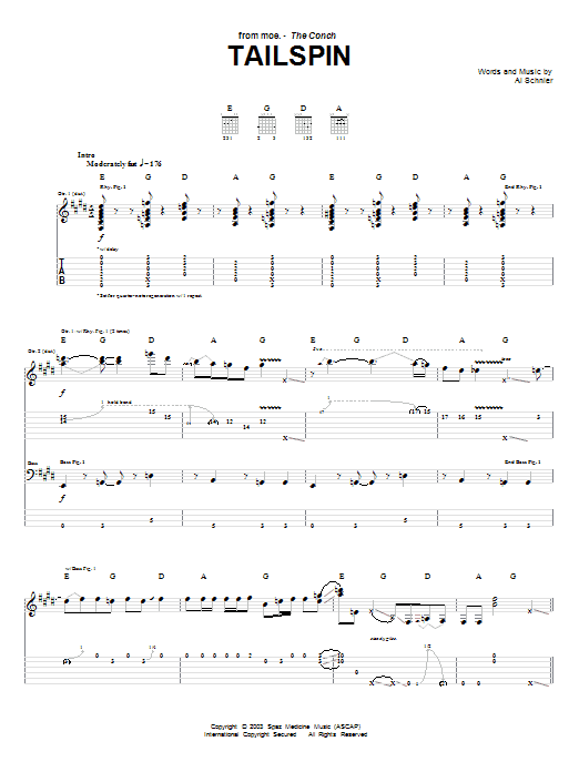 moe. Tailspin sheet music notes and chords arranged for Guitar Tab