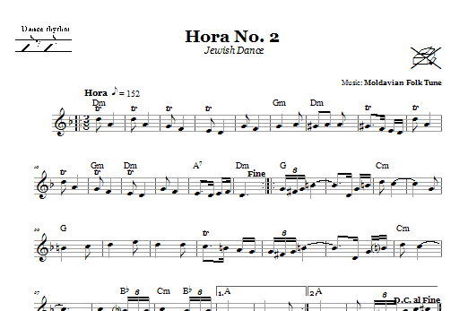 Moldavian Folk Tune Hora No. 2 (Jewish Dance) sheet music notes and chords arranged for Lead Sheet / Fake Book