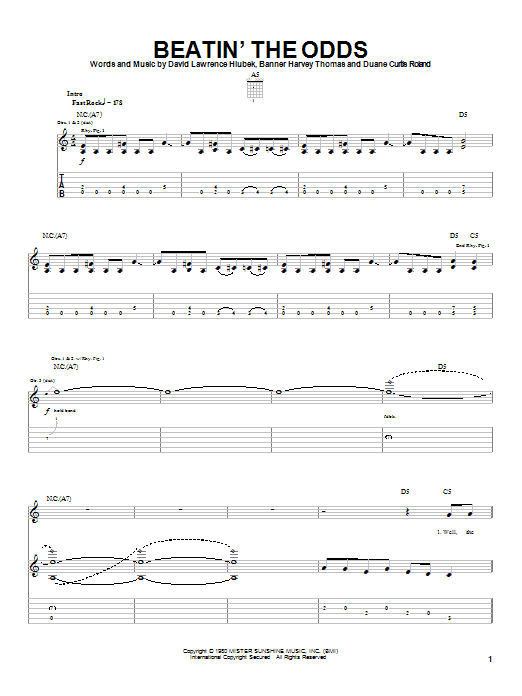 Molly Hatchet Beatin' The Odds sheet music notes and chords arranged for Guitar Tab