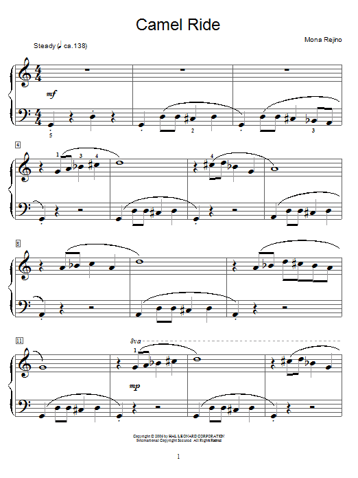 Mona Rejino Camel Ride sheet music notes and chords arranged for Educational Piano