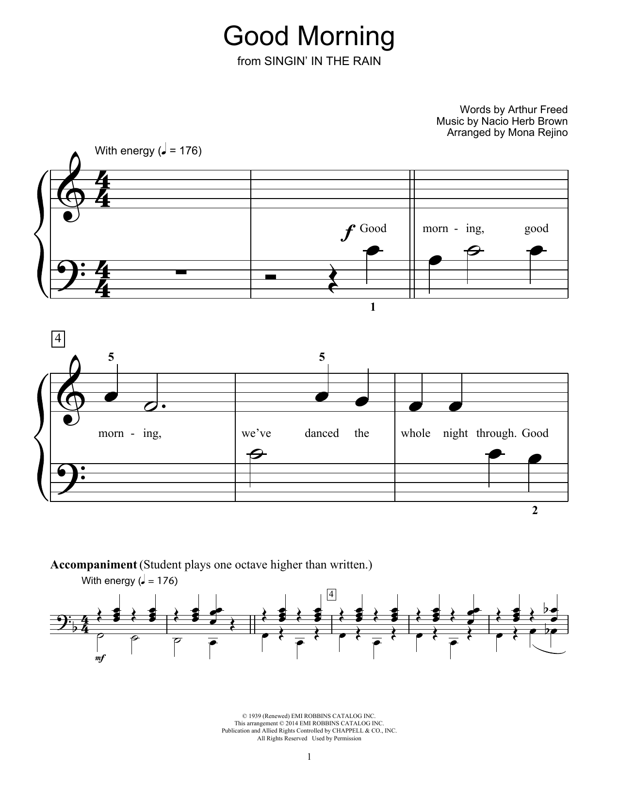 Mona Rejino Good Morning sheet music notes and chords arranged for Educational Piano