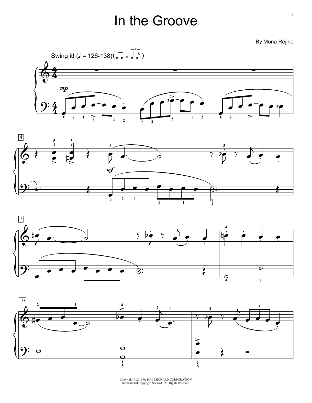 Mona Rejino In The Groove sheet music notes and chords arranged for Educational Piano