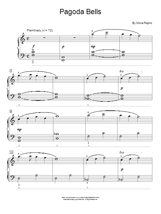 Mona Rejino Pagoda Bells sheet music notes and chords arranged for Educational Piano