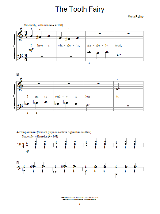 Mona Rejino The Tooth Fairy sheet music notes and chords arranged for Educational Piano