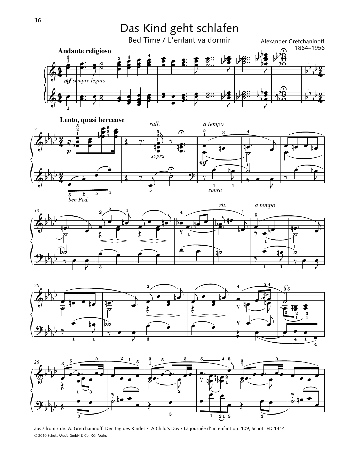 Monika Twelsiek Bed Time sheet music notes and chords arranged for Piano Solo