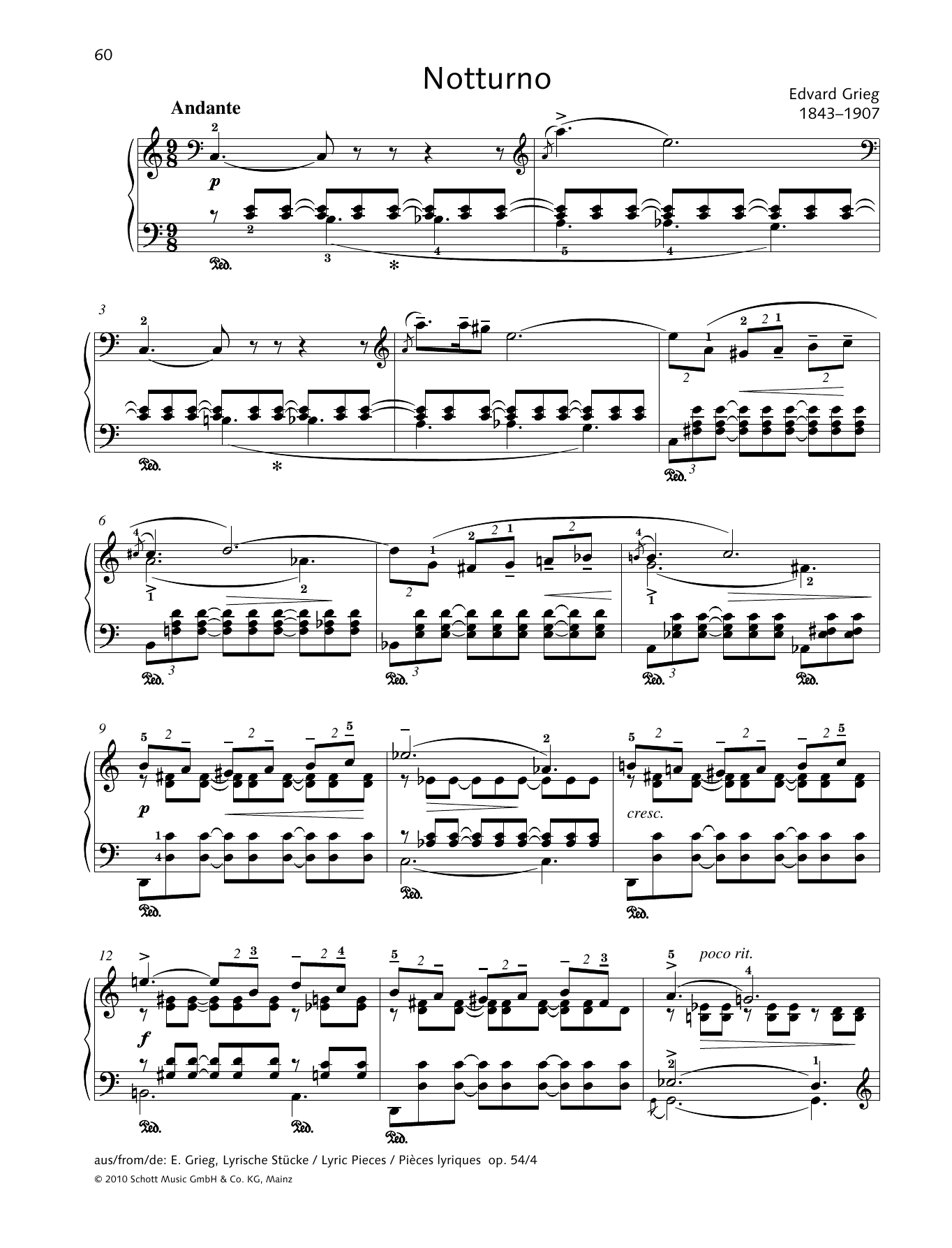 Monika Twelsiek Notturno sheet music notes and chords arranged for Piano Solo