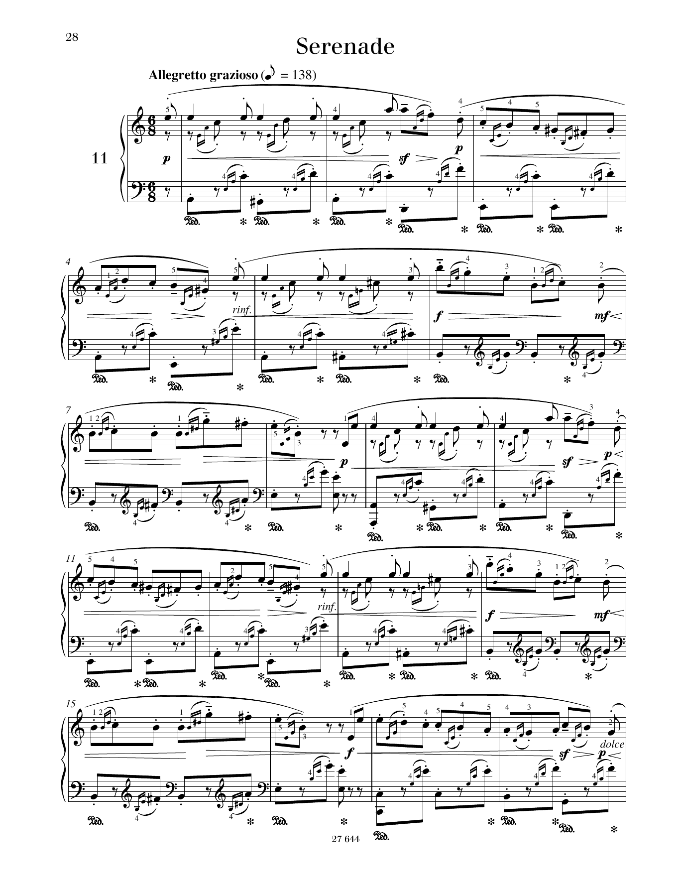 Monika Twelsiek Serenade sheet music notes and chords arranged for Piano Solo