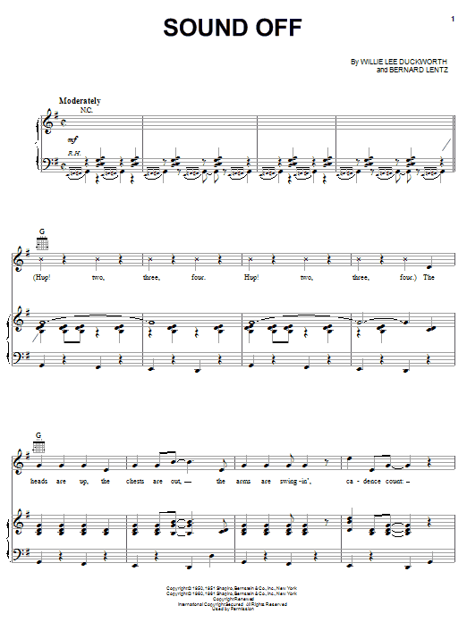 Monroe Vaughan Sound Off sheet music notes and chords arranged for Piano, Vocal & Guitar Chords (Right-Hand Melody)