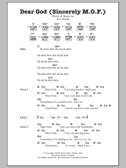 Monsters Of Folk Dear God (Sincerely M.O.F.) sheet music notes and chords arranged for Guitar Chords/Lyrics
