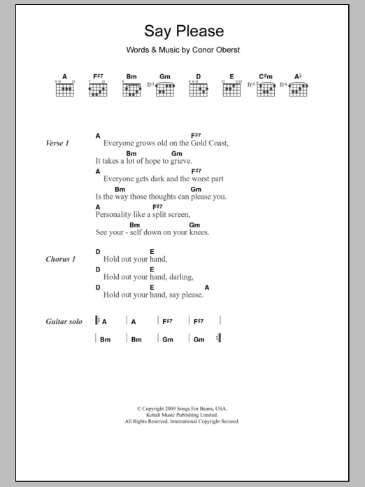 Monsters Of Folk Say Please sheet music notes and chords arranged for Guitar Chords/Lyrics