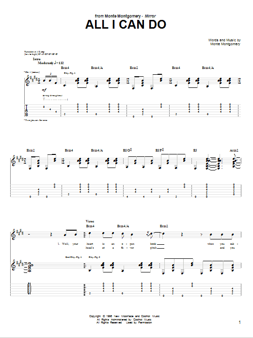 Monte Montgomery All I Can Do sheet music notes and chords arranged for Guitar Tab