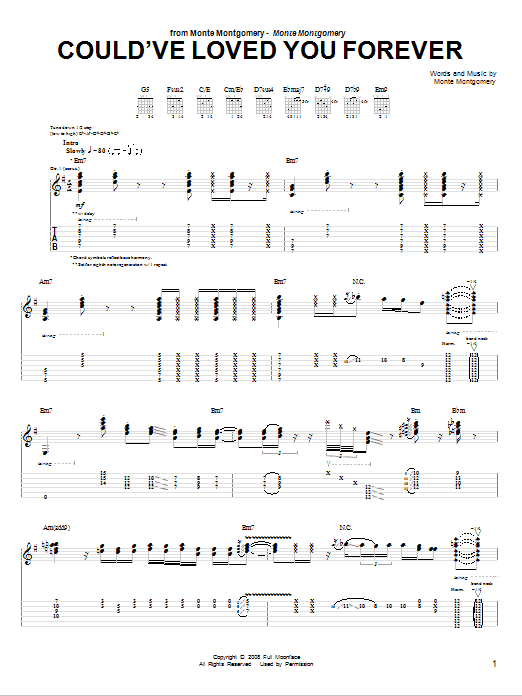 Monte Montgomery Could've Loved You Forever sheet music notes and chords arranged for Guitar Tab