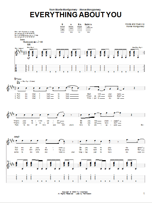 Monte Montgomery Everything About You sheet music notes and chords arranged for Guitar Tab