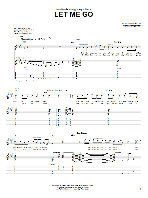 Monte Montgomery Let Me Go sheet music notes and chords arranged for Guitar Tab