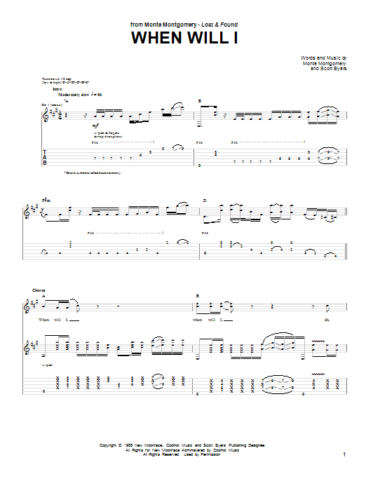 Monte Montgomery When Will I sheet music notes and chords arranged for Guitar Tab