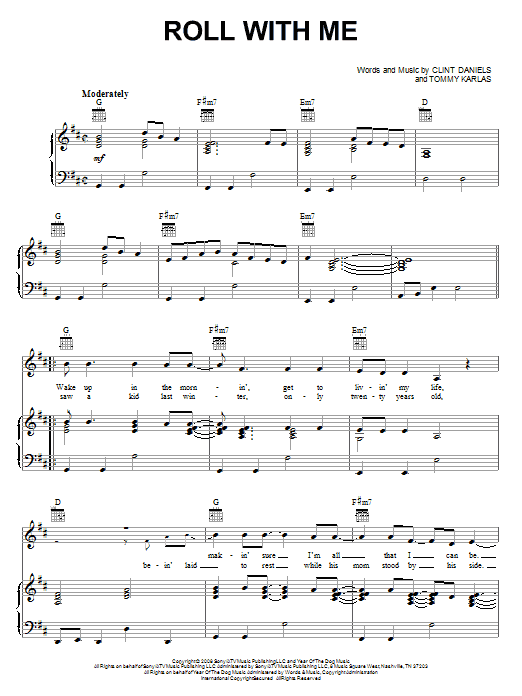 Montgomery Gentry Roll With Me sheet music notes and chords arranged for Piano, Vocal & Guitar Chords (Right-Hand Melody)