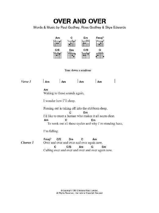 Morcheeba Over And Over sheet music notes and chords arranged for Guitar Chords/Lyrics