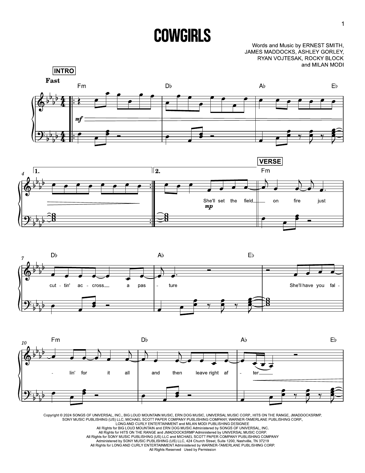 Morgan Wallen Cowgirls sheet music notes and chords arranged for Guitar Cheat Sheet