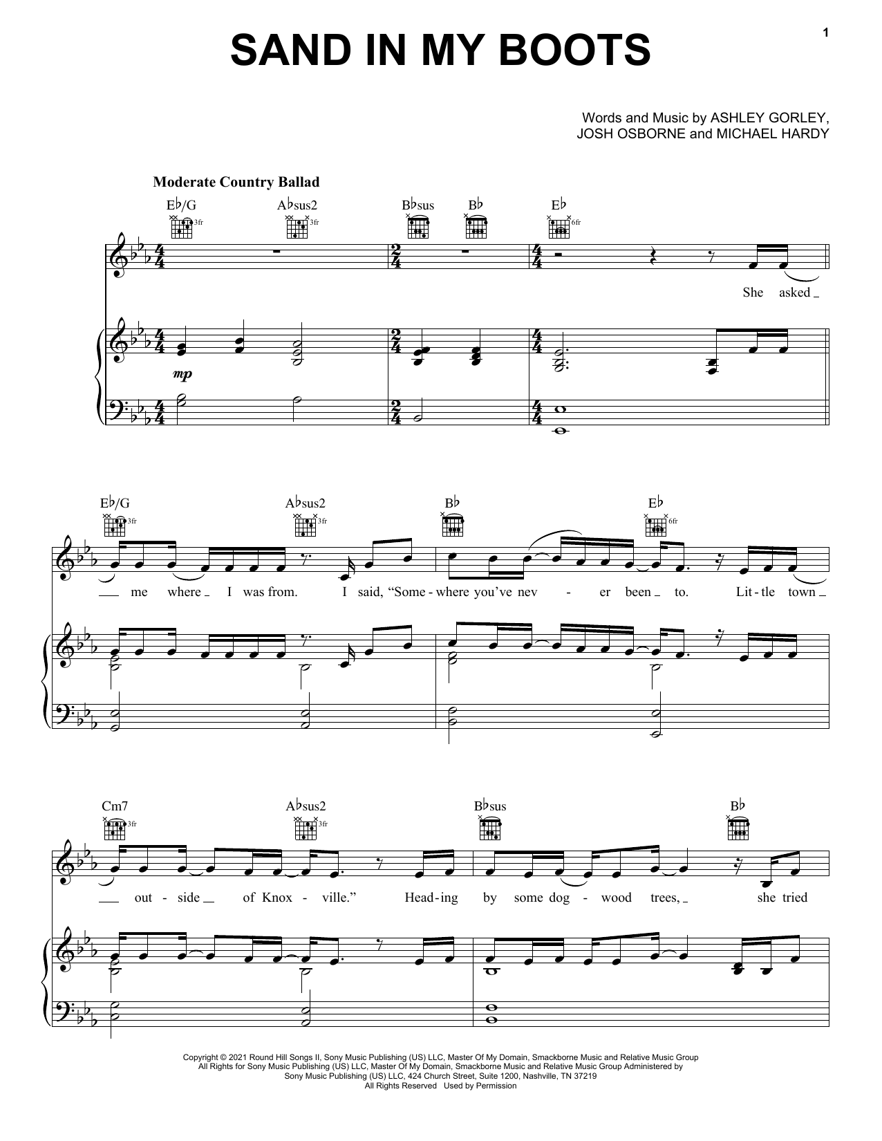 Morgan Wallen Sand In My Boots sheet music notes and chords arranged for Piano, Vocal & Guitar Chords (Right-Hand Melody)