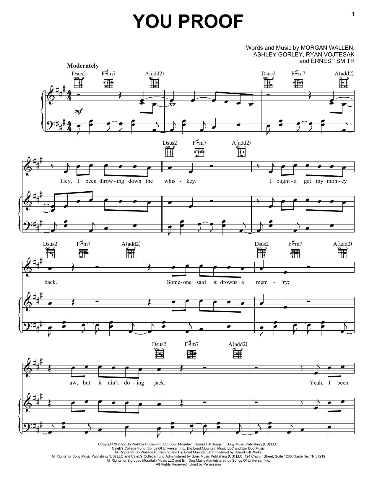 Morgan Wallen You Proof sheet music notes and chords arranged for Ukulele
