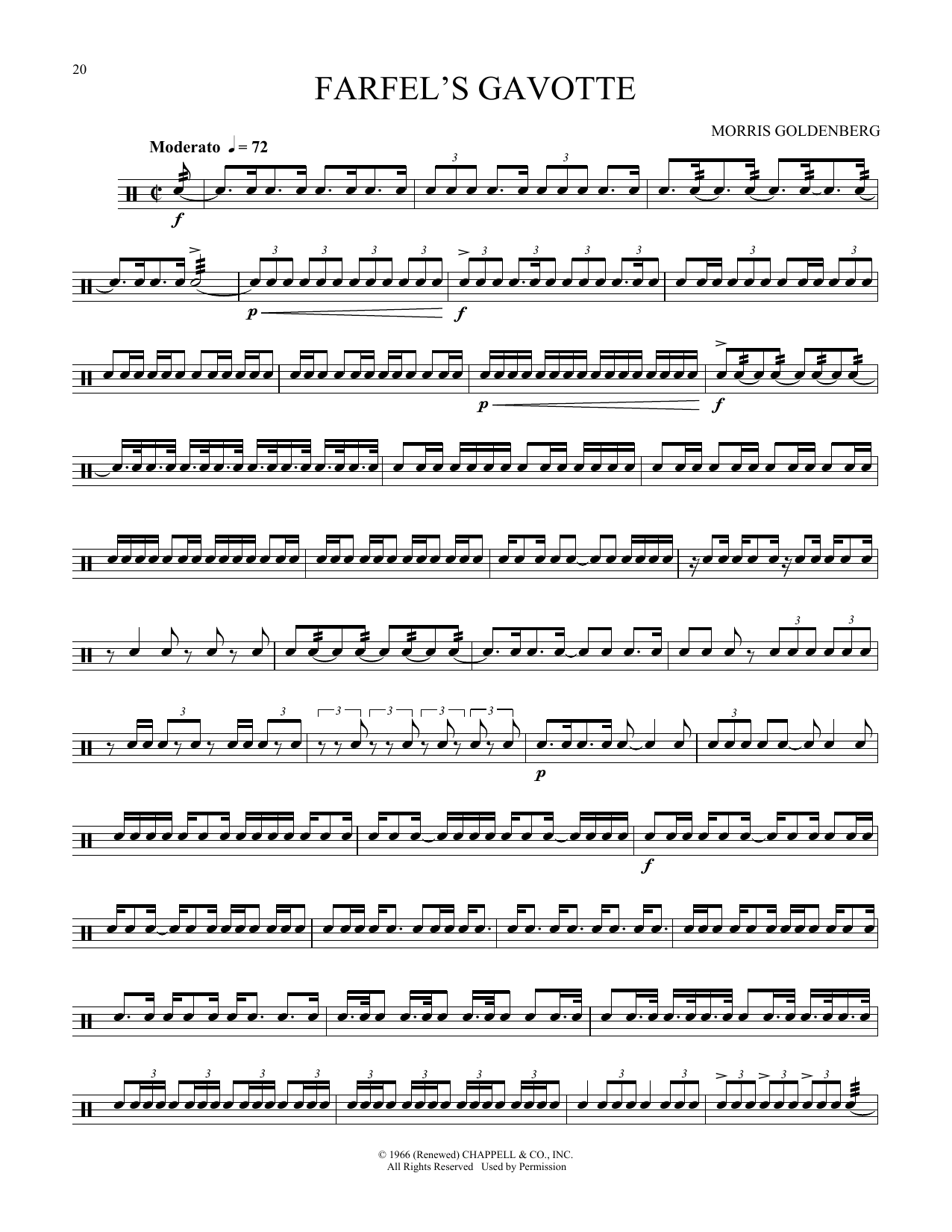 Morris Goldenberg Farfel's Gavotte sheet music notes and chords arranged for Snare Drum Solo