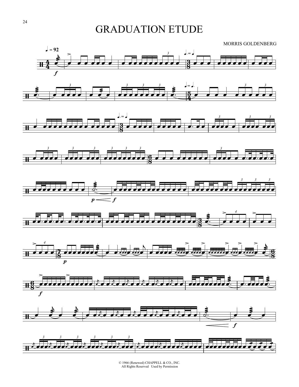 Morris Goldenberg Graduation Etude sheet music notes and chords arranged for Snare Drum Solo
