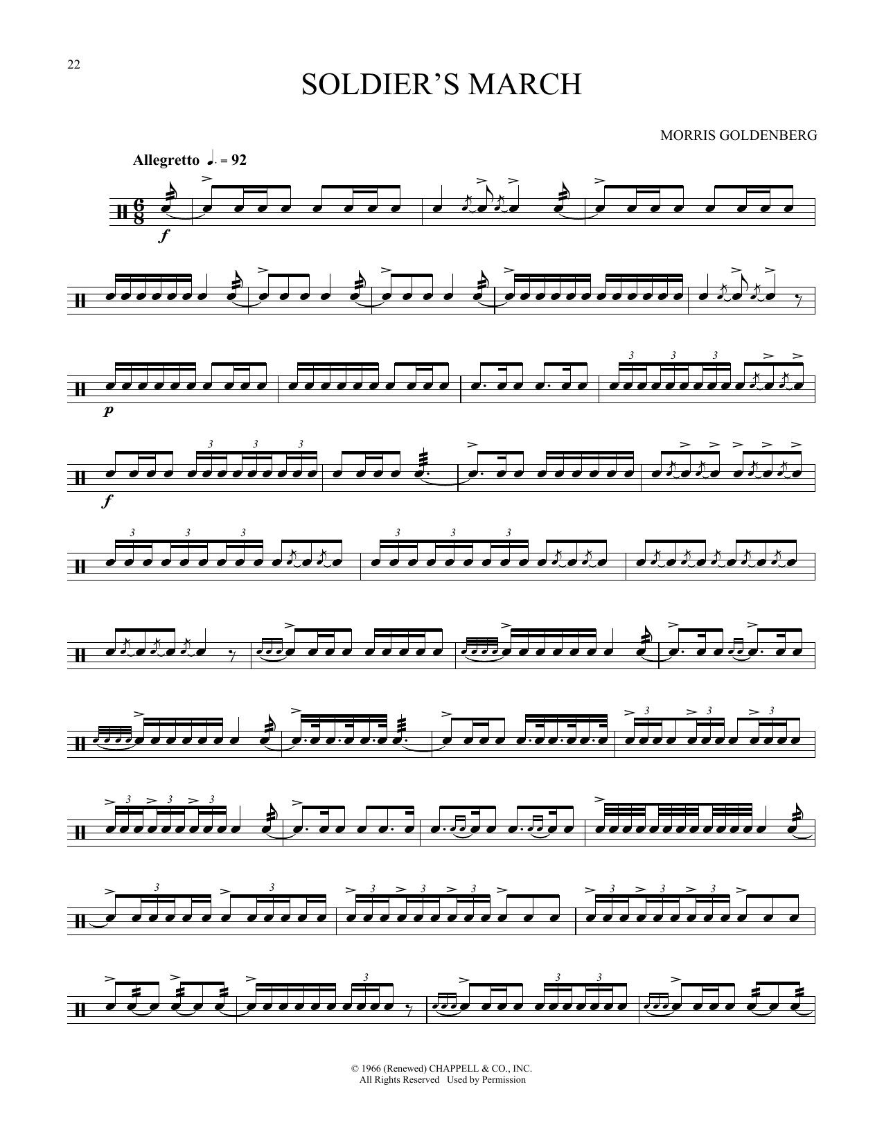 Morris Goldenberg Soldier's March sheet music notes and chords arranged for Snare Drum Solo
