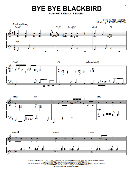 Mort Dixon Bye Bye Blackbird [Jazz version] (arr. Brent Edstrom) sheet music notes and chords arranged for Piano Solo