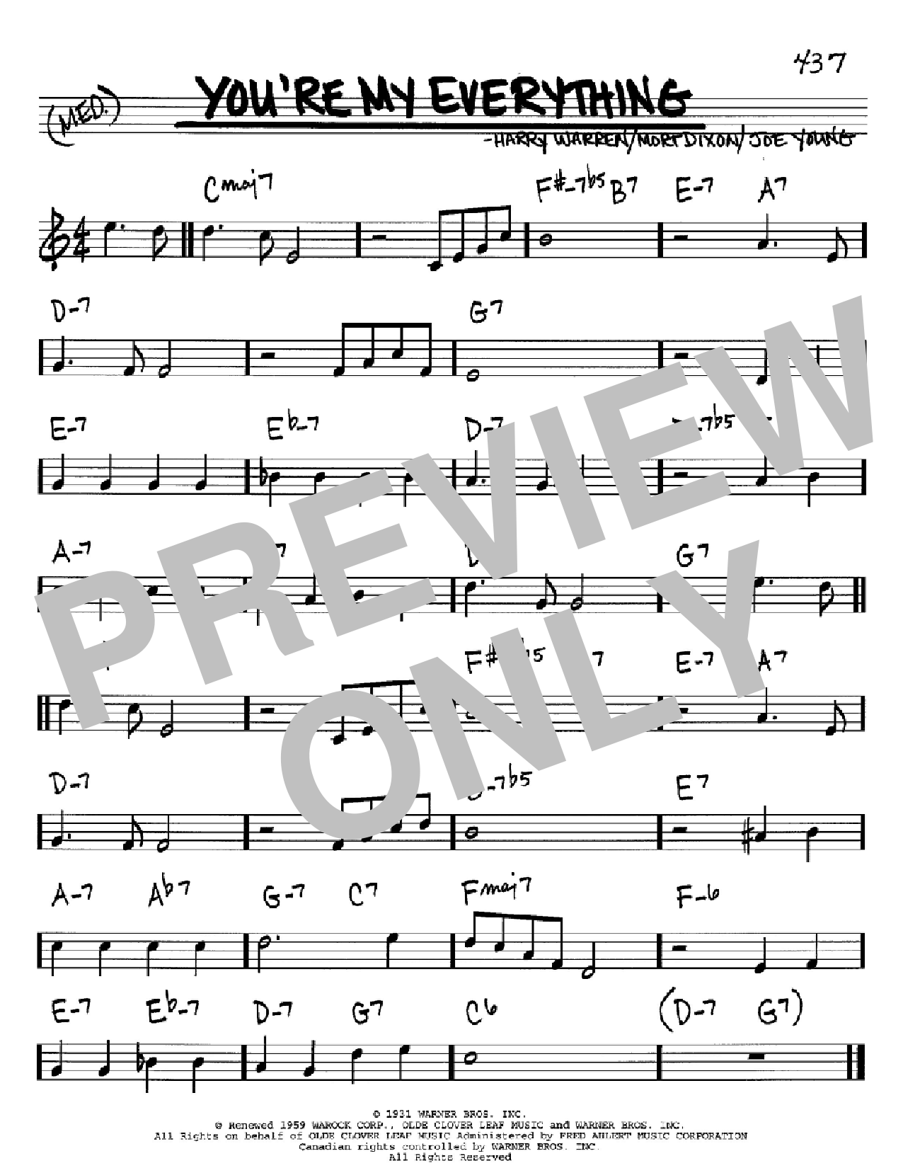 Mort Dixon You're My Everything sheet music notes and chords arranged for Real Book – Melody & Chords – C Instruments