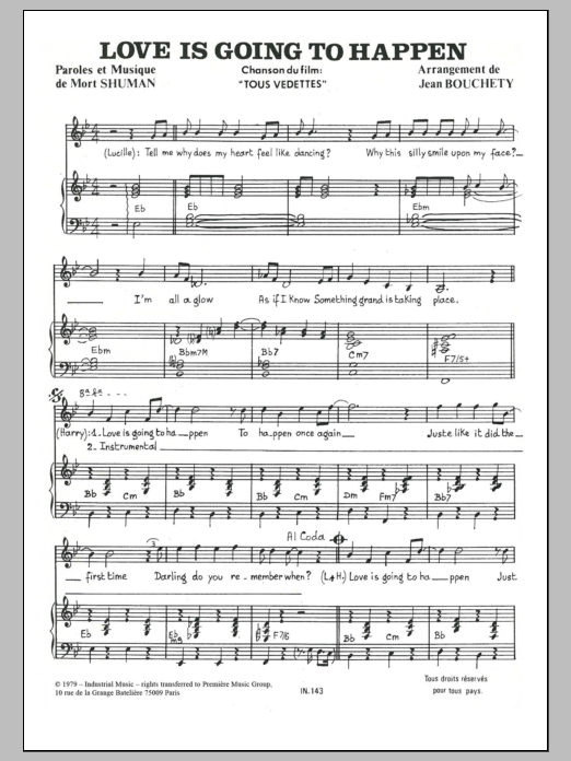 Mort Shuman Love Is Going To Happen sheet music notes and chords arranged for Piano & Vocal