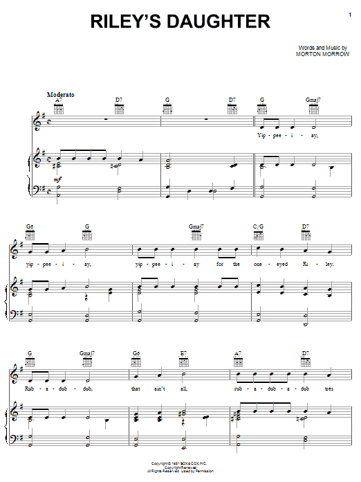 Morton Morrow Riley's Daughter sheet music notes and chords arranged for Piano, Vocal & Guitar Chords (Right-Hand Melody)