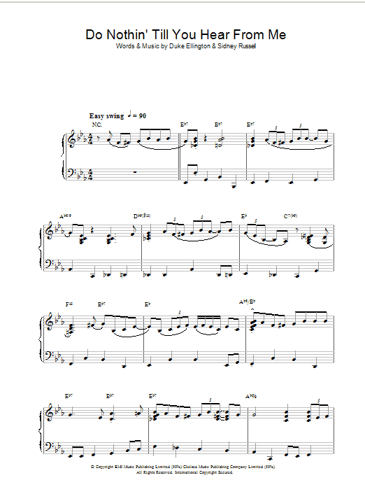 Mose Allison Do Nothin' Till You Hear From Me sheet music notes and chords arranged for Piano Solo
