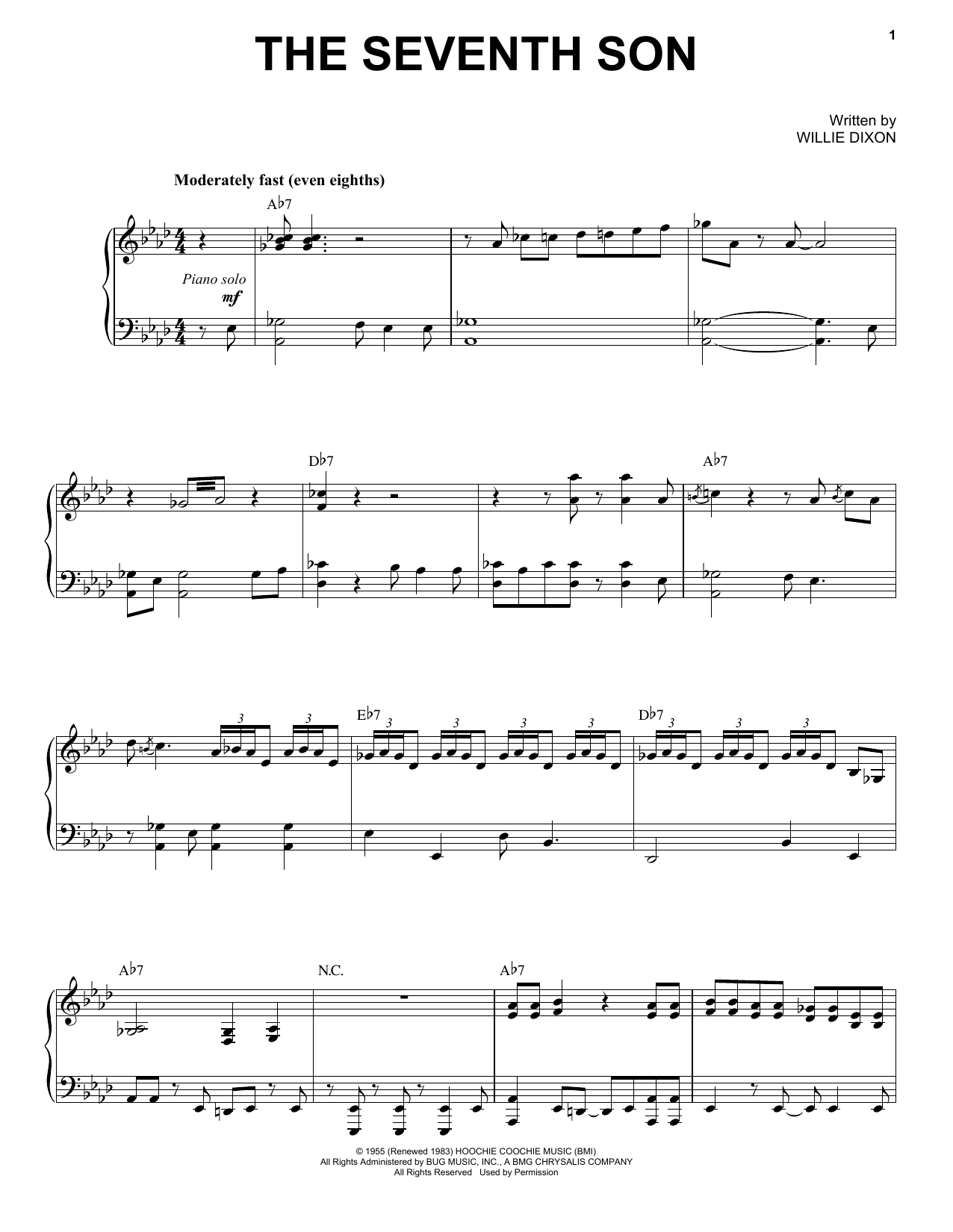 Mose Allison The Seventh Son sheet music notes and chords arranged for Piano & Vocal