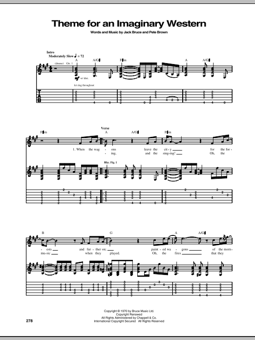 Mountain Theme For An Imaginary Western sheet music notes and chords arranged for Guitar Tab