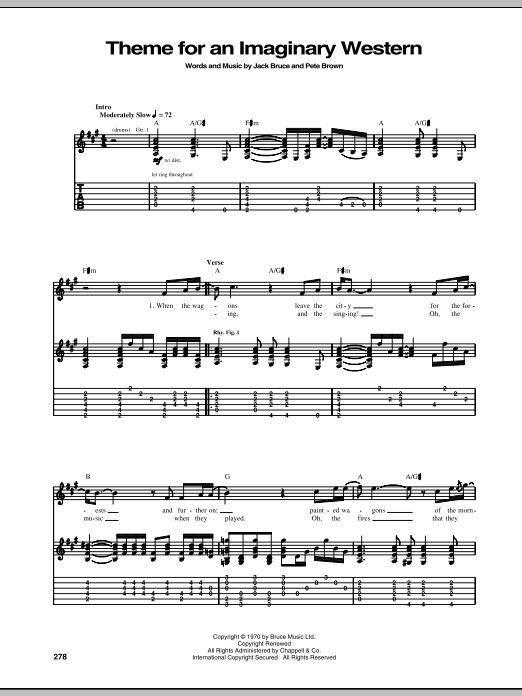Mountain Theme For An Imaginary Western sheet music notes and chords arranged for Piano, Vocal & Guitar Chords (Right-Hand Melody)
