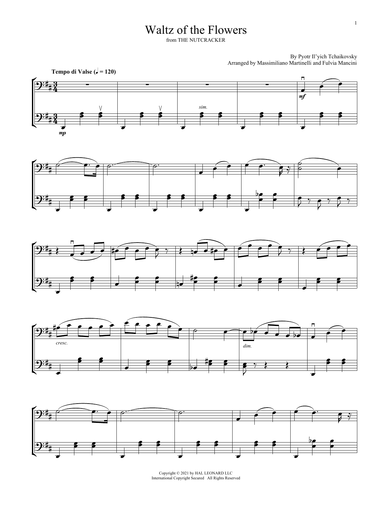 Mr & Mrs Cello Waltz Of The Flowers (from The Nutcracker) sheet music notes and chords arranged for Cello Duet