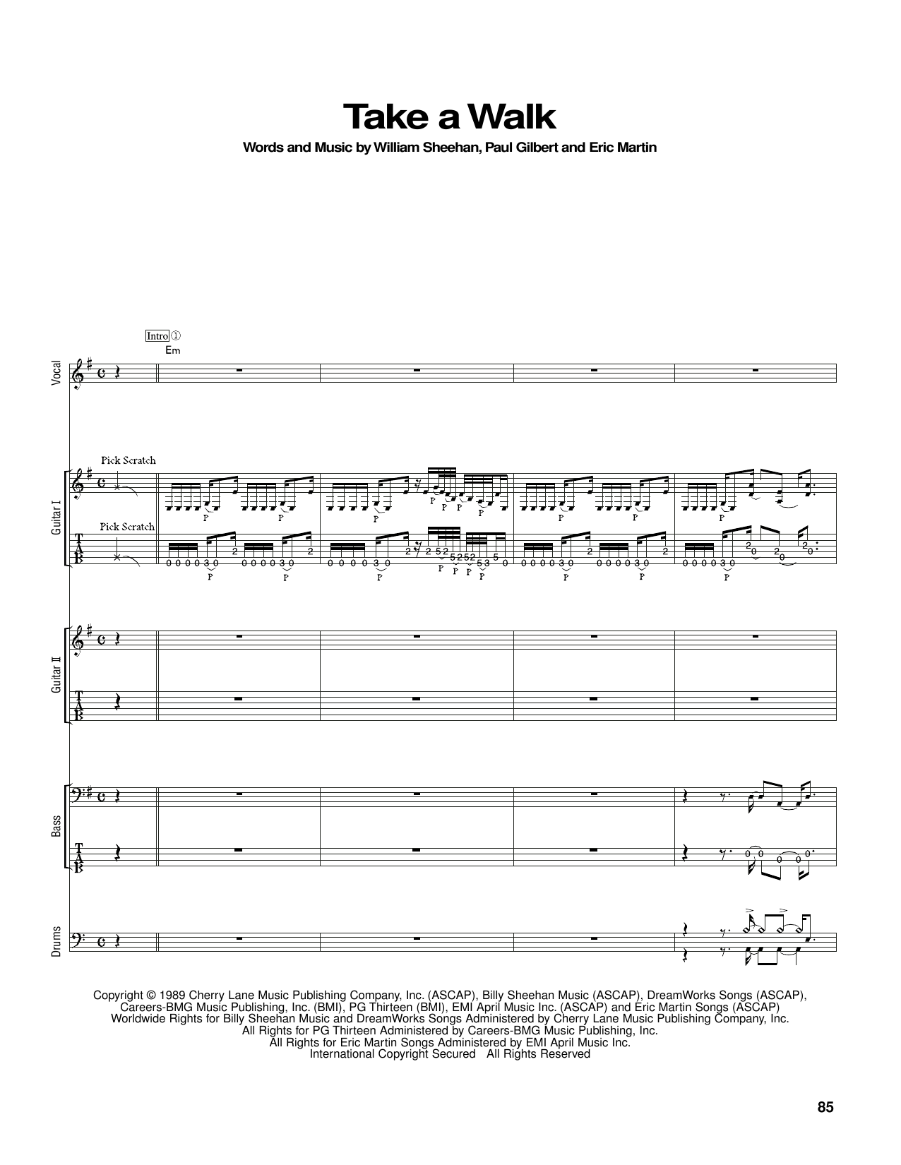 Mr. Big Take A Walk sheet music notes and chords arranged for Guitar Tab