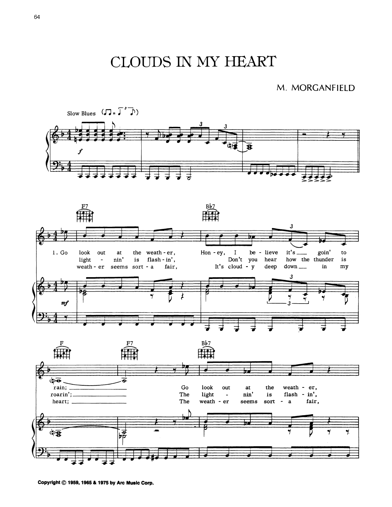 Muddy Waters Clouds In My Heart sheet music notes and chords arranged for Piano, Vocal & Guitar Chords (Right-Hand Melody)