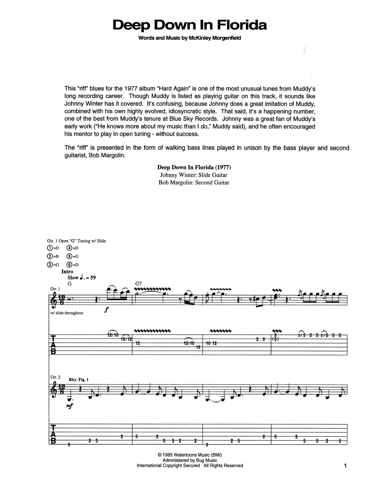 Muddy Waters Deep Down In Florida sheet music notes and chords arranged for Real Book – Melody, Lyrics & Chords