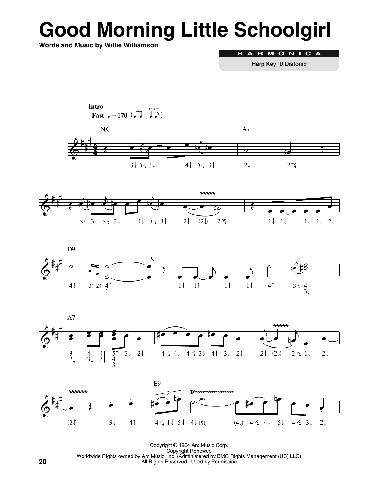 Muddy Waters Good Morning Little Schoolgirl sheet music notes and chords arranged for Harmonica