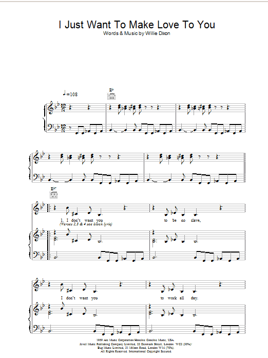 Muddy Waters I Just Want To Make Love To You sheet music notes and chords arranged for Guitar Tab (Single Guitar)