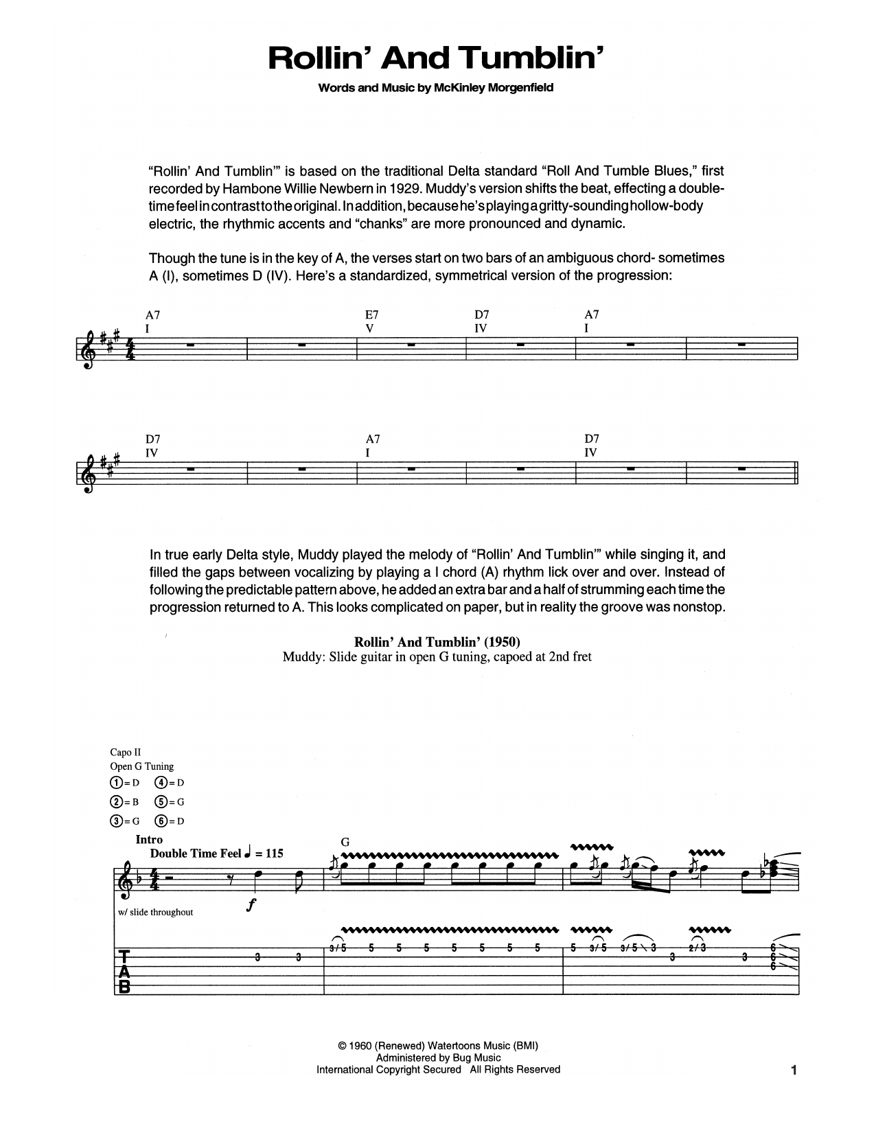 Muddy Waters Rollin' And Tumblin' sheet music notes and chords arranged for Guitar Tab