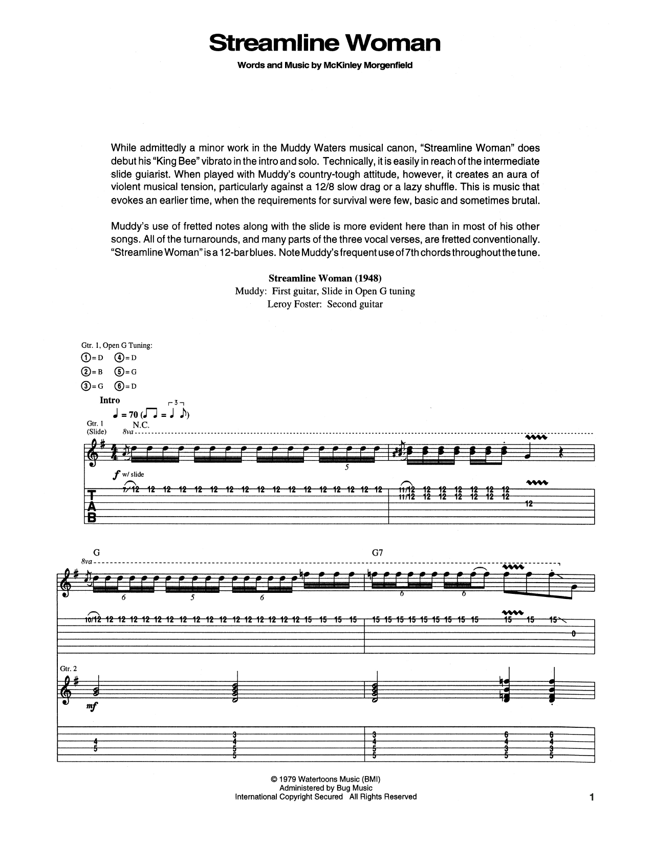 Muddy Waters Streamline Woman sheet music notes and chords arranged for Guitar Tab