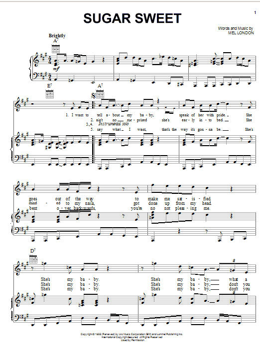 Muddy Waters Sugar Sweet sheet music notes and chords arranged for Piano, Vocal & Guitar Chords (Right-Hand Melody)