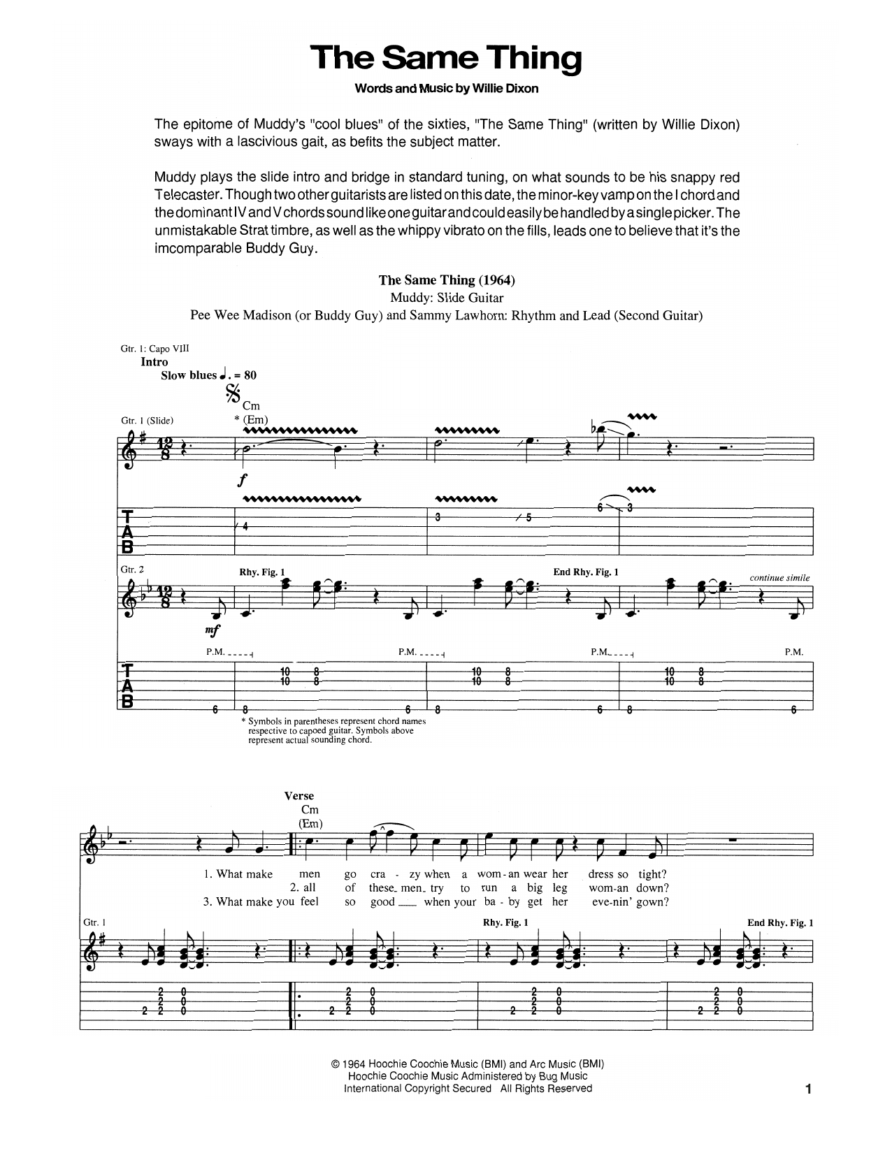 Muddy Waters The Same Thing sheet music notes and chords arranged for Guitar Tab