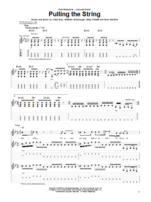 Mudvayne Pulling The String sheet music notes and chords arranged for Bass Guitar Tab
