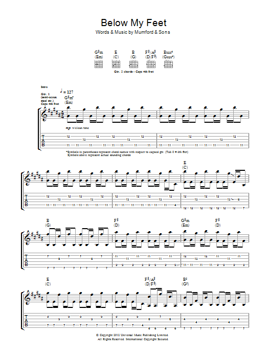 Mumford & Sons Below My Feet sheet music notes and chords arranged for Piano, Vocal & Guitar Chords